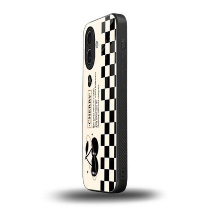 Cherry Checkered iphone 17 mobile cover | shockproof glass phone case
