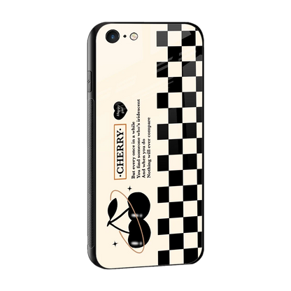 Cherry Checkered sleek iphone 6 cover with tempered glass back and TPU edges