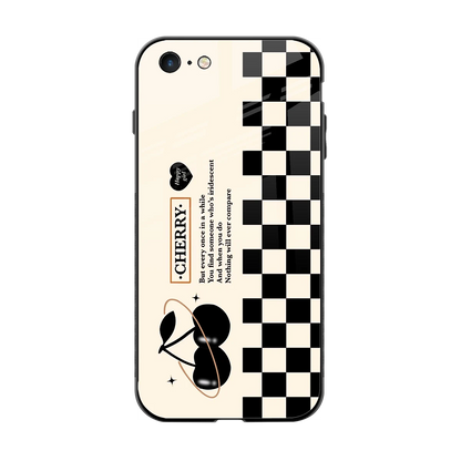 Cherry Checkered back phone cover | glass case for iphone 6