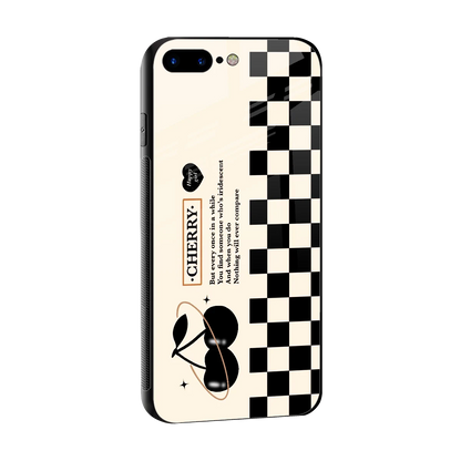 Cherry Checkered sleek iphone 8 plus cover with tempered glass back and TPU edges