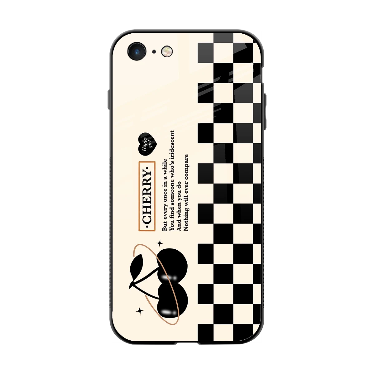 Cherry Checkered back phone cover | glass case for iphone 7