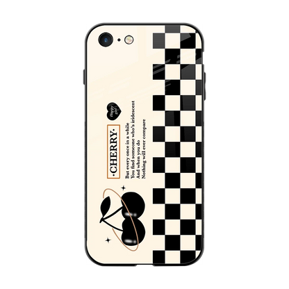 Cherry Checkered back phone cover | glass case for iphone 7