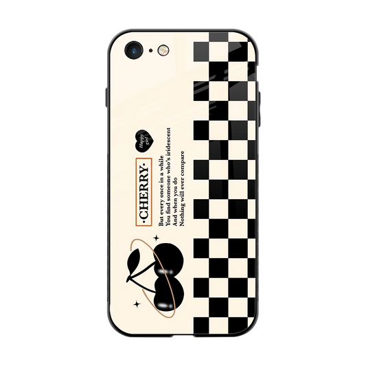 Cherry Checkered back phone cover | glass case for iphone 7