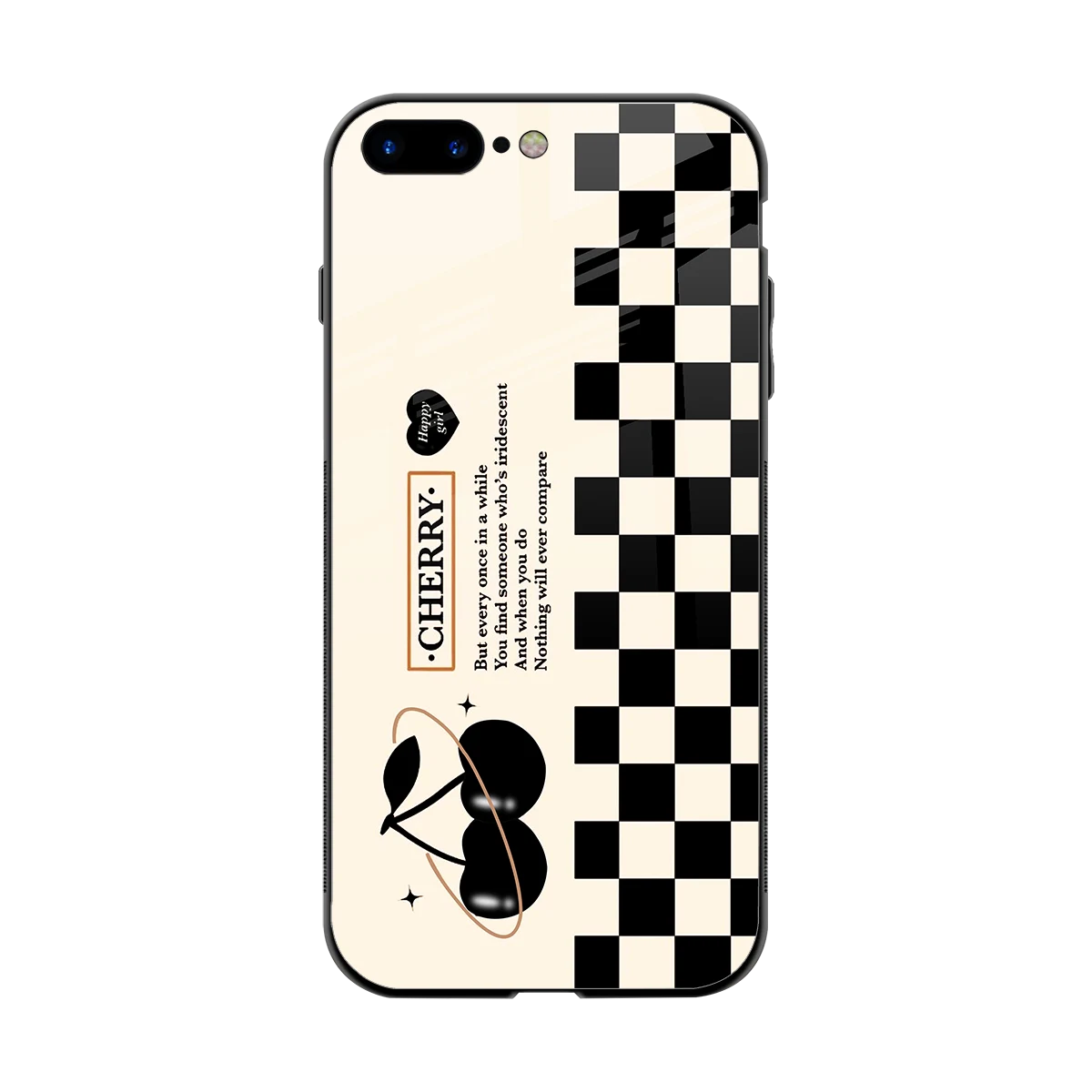 Cherry Checkered back phone cover | glass case for iphone 8 plus