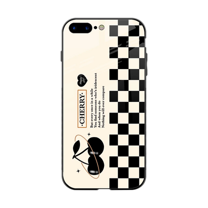 Cherry Checkered back phone cover | glass case for iphone 8 plus