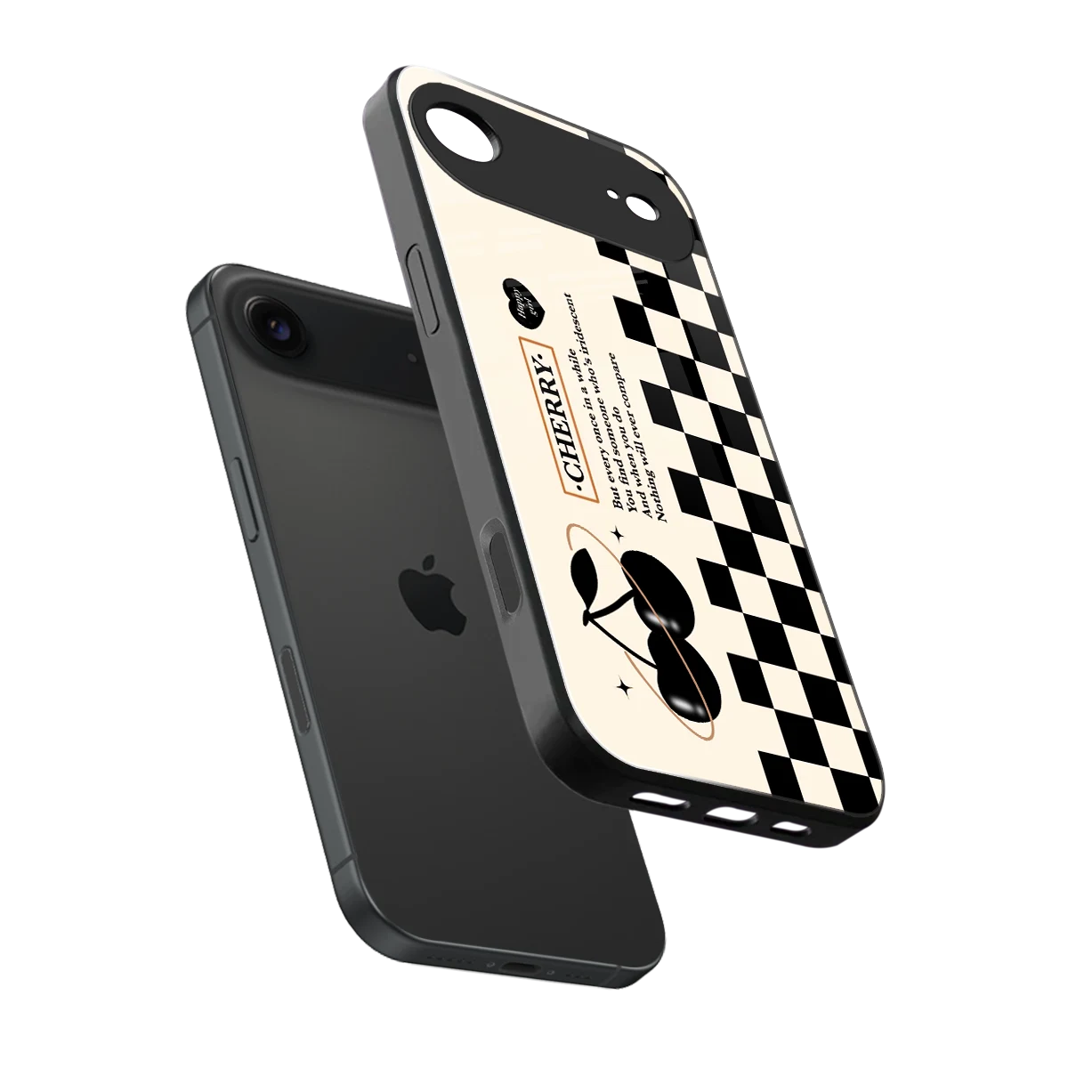 Cherry Checkered sleek iphone air cover with tempered glass back and TPU edges