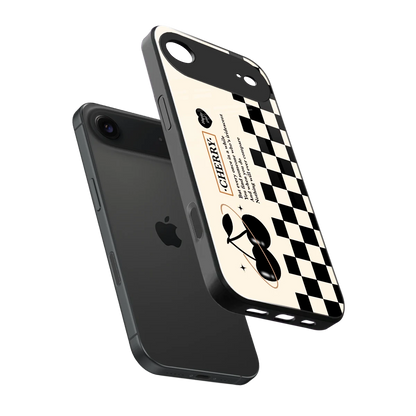 Cherry Checkered sleek iphone air cover with tempered glass back and TPU edges