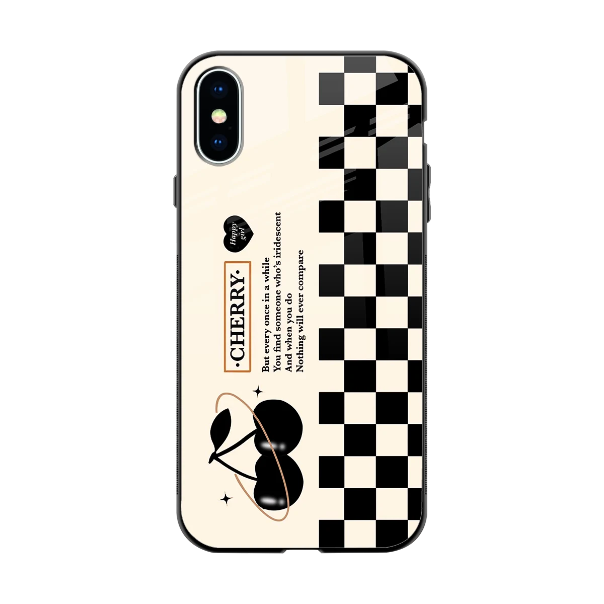 Cherry Checkered back phone cover | glass case for iphone xs