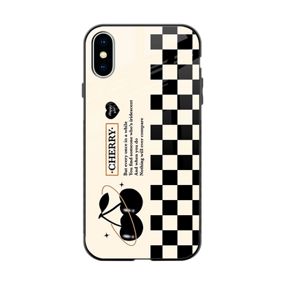 Cherry Checkered back phone cover | glass case for iphone xs