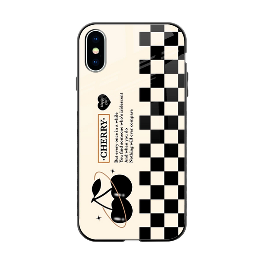 Cherry Checkered back phone cover | glass case for iphone xs
