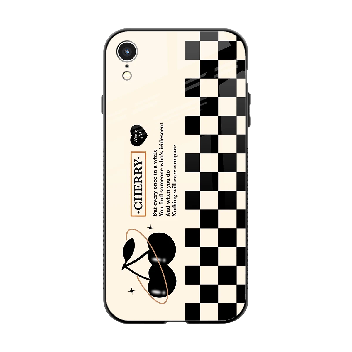 Cherry Checkered back phone cover | glass case for iphone xr