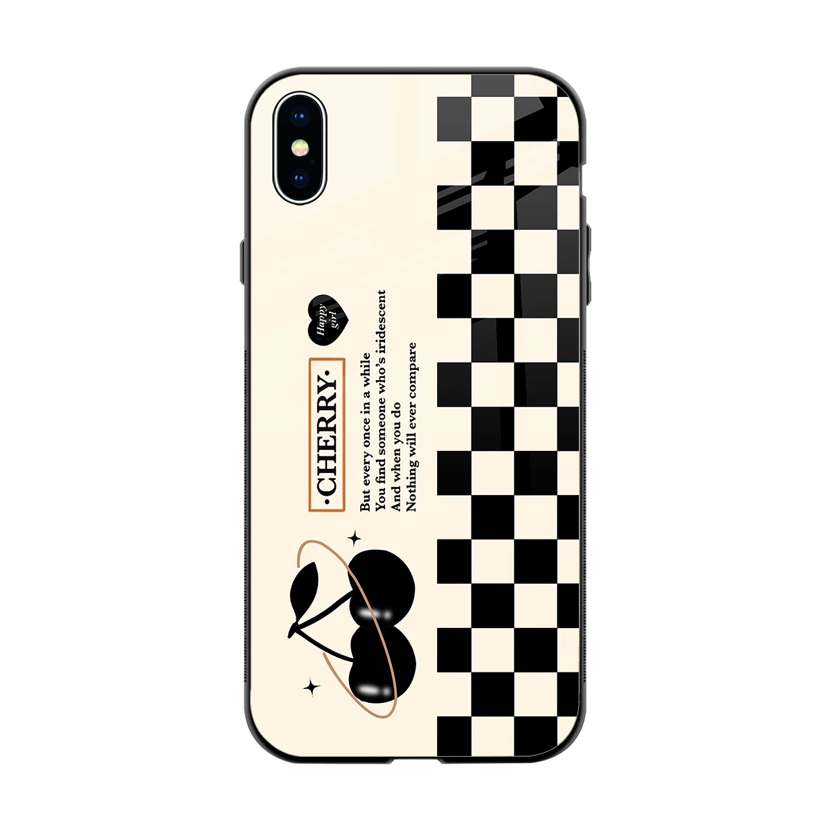 Cherry Checkered back phone cover | glass case for iphone xs max