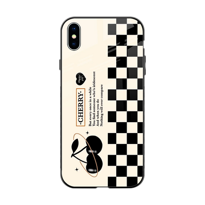Cherry Checkered back phone cover | glass case for iphone xs max
