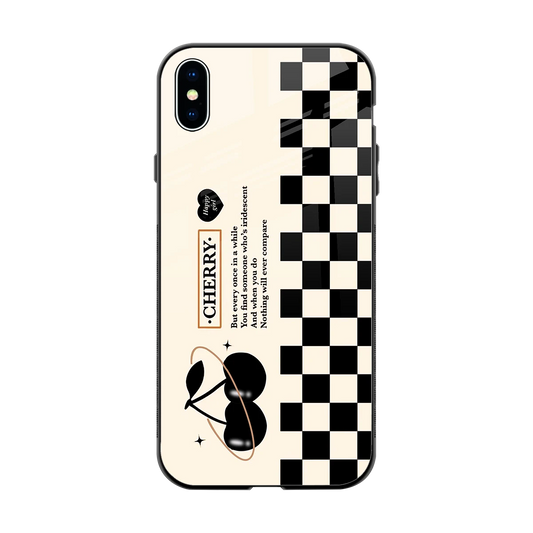Cherry Checkered back phone cover | glass case for iphone xs max