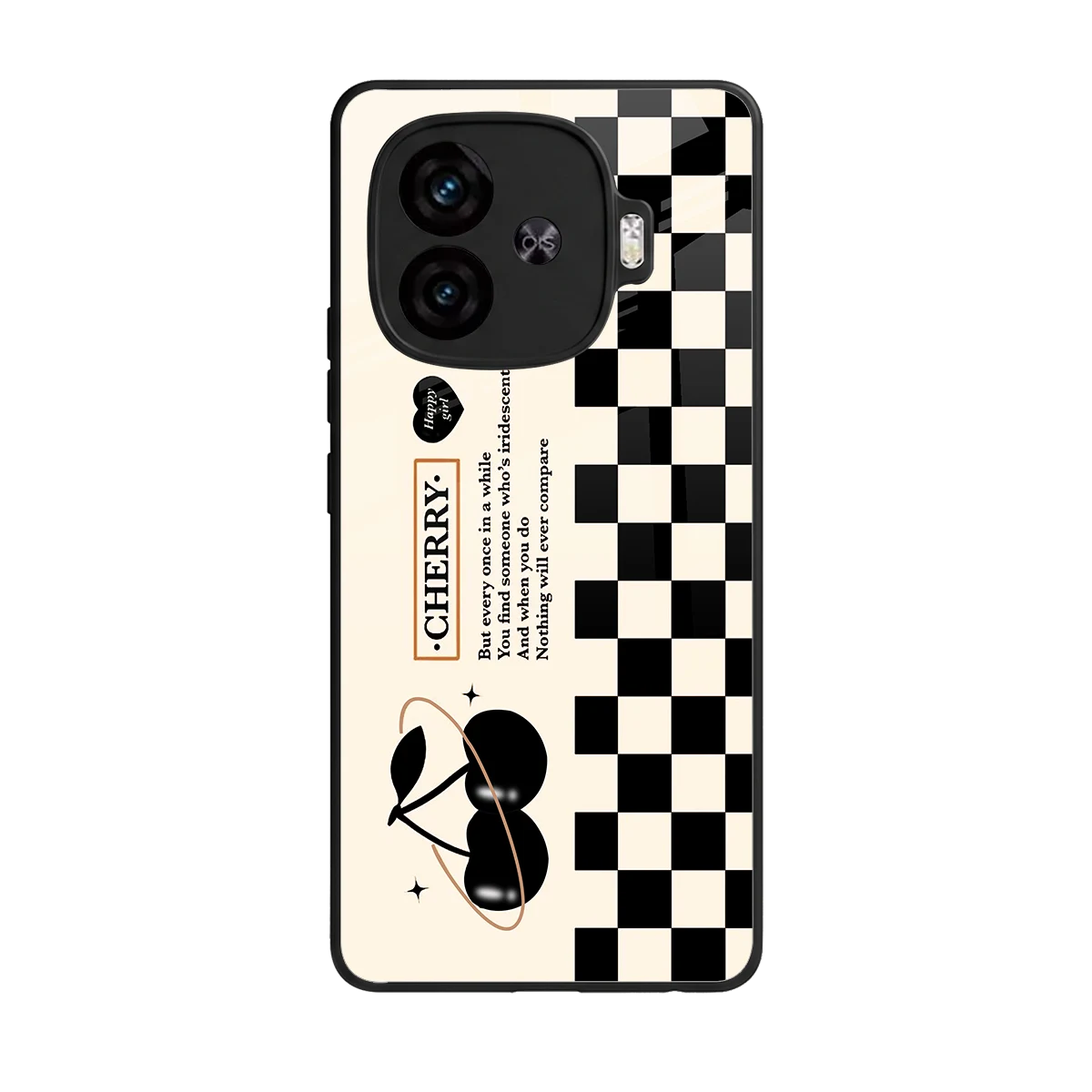 Cherry Checkered back phone cover | glass case for iqoo neo 10r 5g