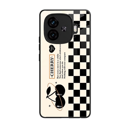 Cherry Checkered back phone cover | glass case for iqoo neo 10r 5g