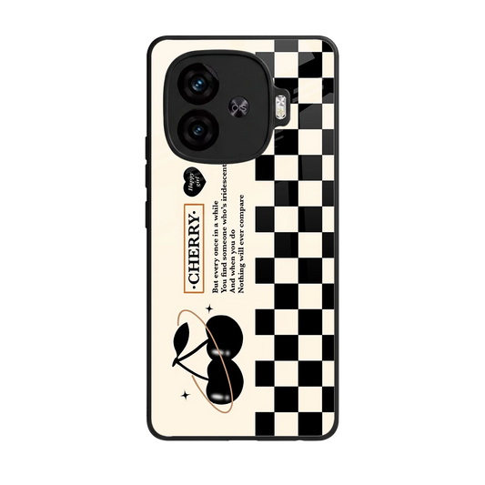 Cherry Checkered back phone cover | glass case for iqoo neo 10r 5g