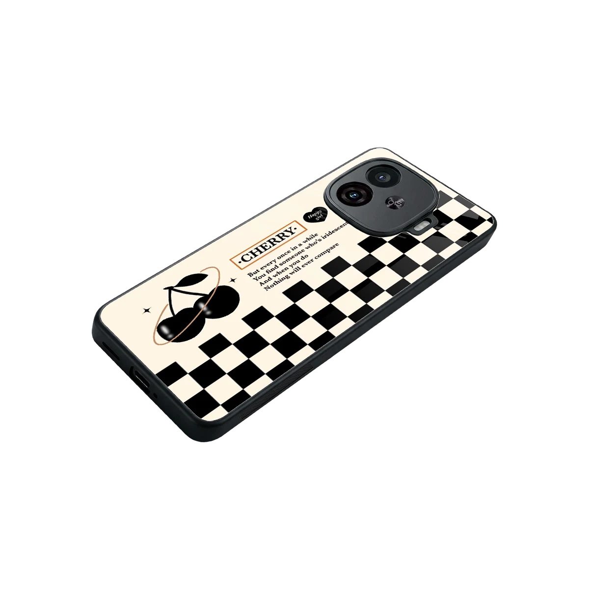 Cherry Checkered stylish phone case for iqoo neo 10r 5g | glossy glass and slim fit