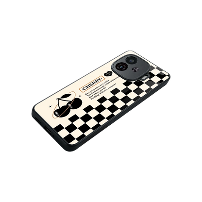 Cherry Checkered stylish phone case for iqoo neo 10r 5g | glossy glass and slim fit