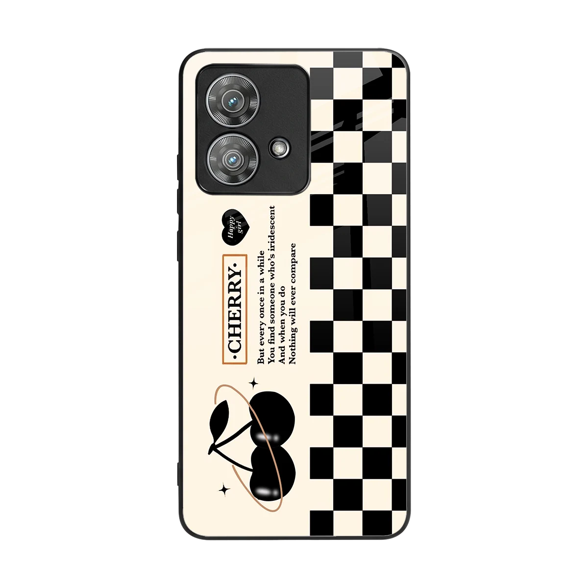 Cherry Checkered back phone cover | glass case for motorola edge 40 neo 5g