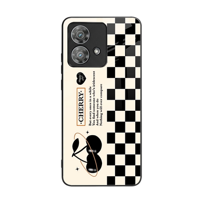 Cherry Checkered back phone cover | glass case for motorola edge 40 neo 5g