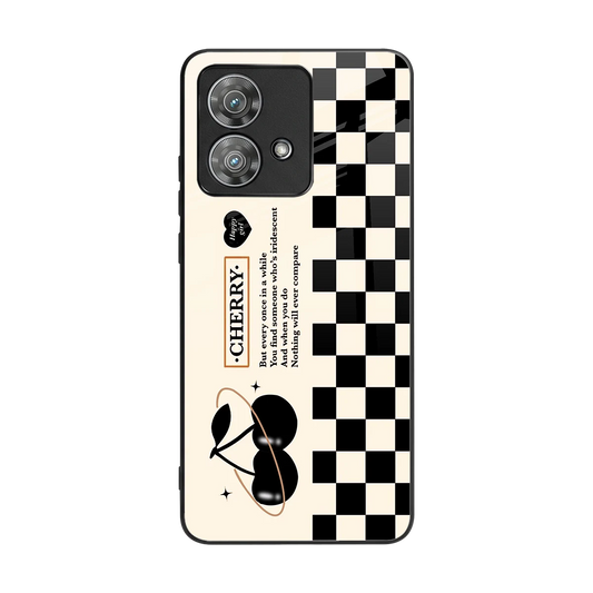Cherry Checkered back phone cover | glass case for motorola edge 40 neo 5g