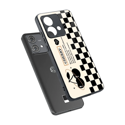 Cherry Checkered sleek motorola edge 40 neo 5g cover with tempered glass back and TPU edges