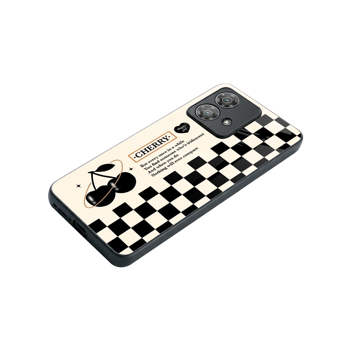 Cherry Checkered stylish phone case for motorola edge 40 neo 5g | glossy glass and slim fit
