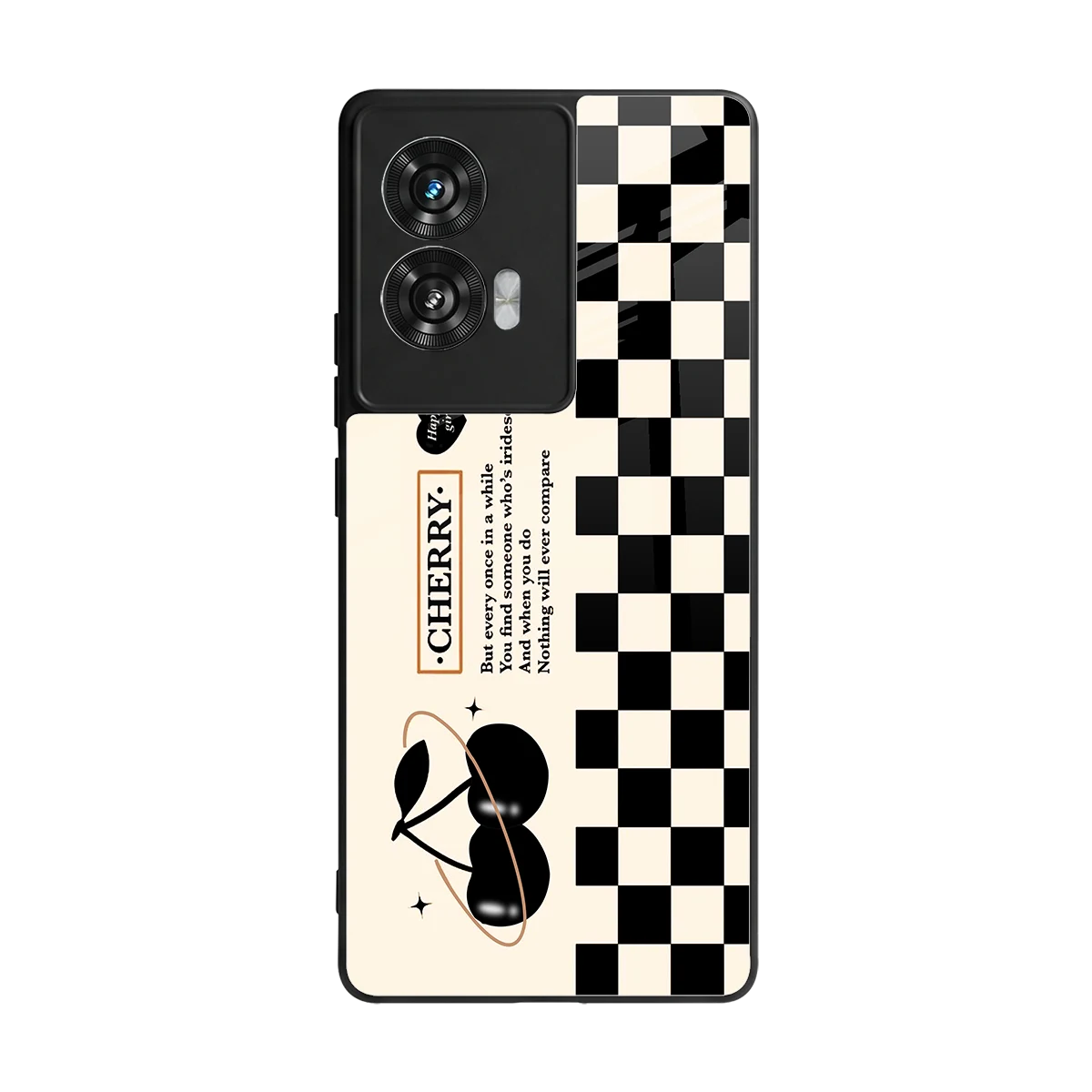 Cherry Checkered back phone cover | glass case for motorola edge 50 fusion
