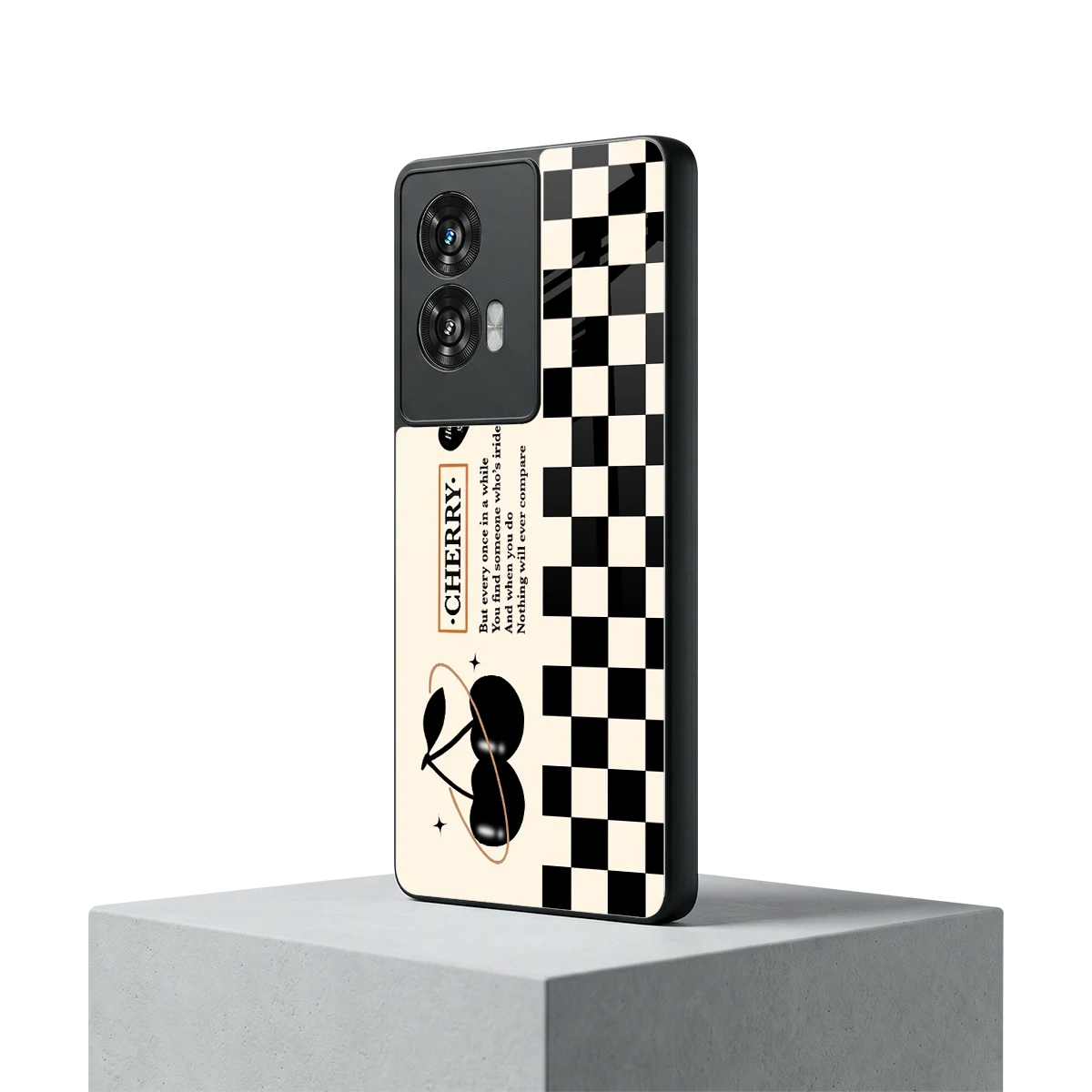 Cherry Checkered motorola edge 50 fusion mobile cover | shockproof glass phone case