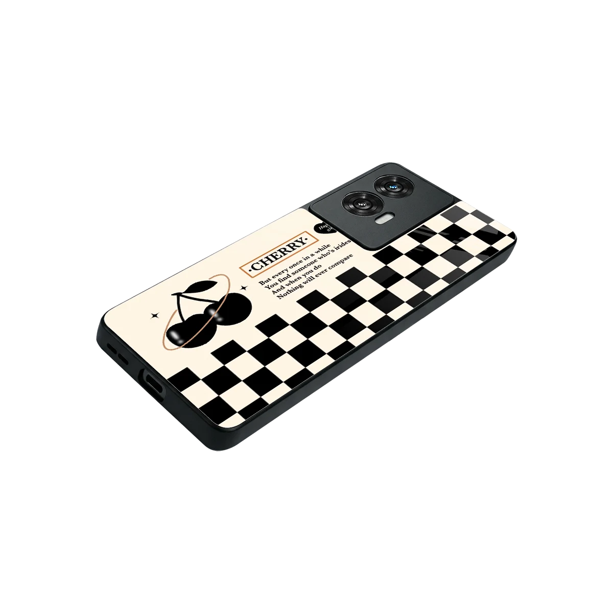 Cherry Checkered stylish phone case for motorola edge 50 fusion | glossy glass and slim fit