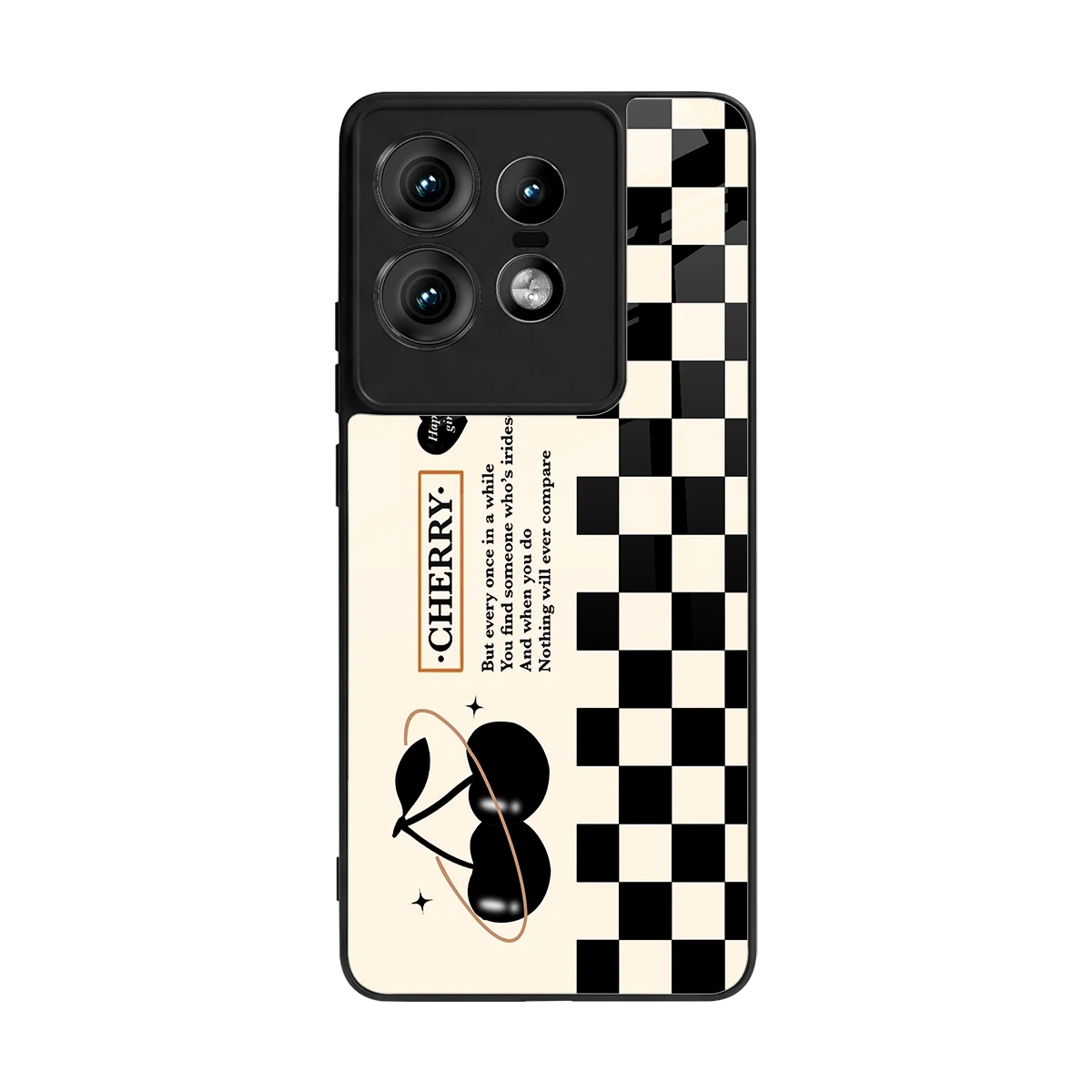 Cherry Checkered back phone cover | glass case for motorola edge 50 pro