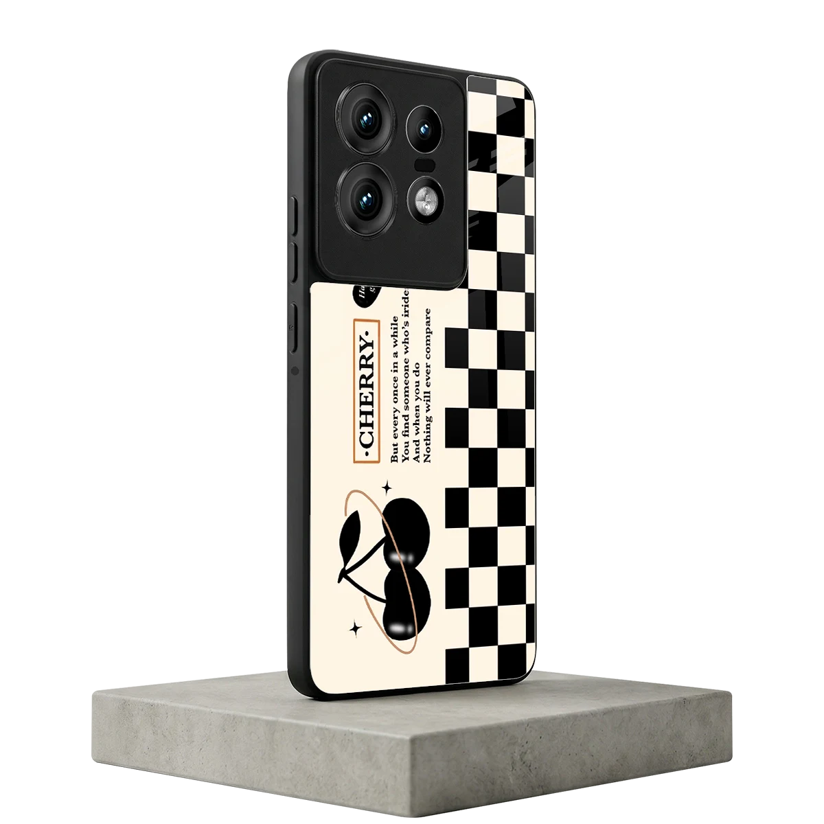 Cherry Checkered motorola edge 50 pro mobile cover | shockproof glass phone case