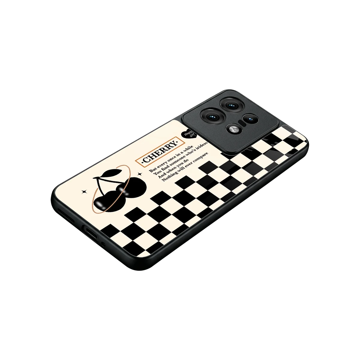 Cherry Checkered stylish phone case for motorola edge 50 pro | glossy glass and slim fit