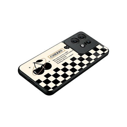 Cherry Checkered stylish phone case for motorola edge 50 pro | glossy glass and slim fit