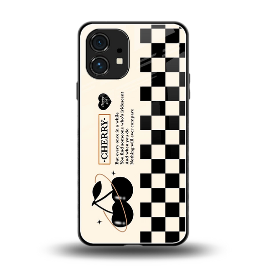 Cherry Checkered back phone cover | glass case for nothing phone 1