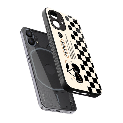 Cherry Checkered sleek nothing phone 1 cover with tempered glass back and TPU edges
