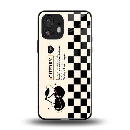 Cherry Checkered back phone cover | glass case for nothing phone 2