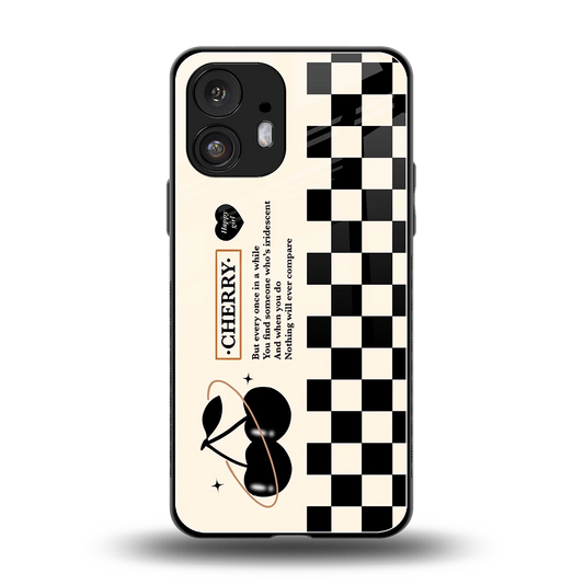 Cherry Checkered back phone cover | glass case for nothing phone 2