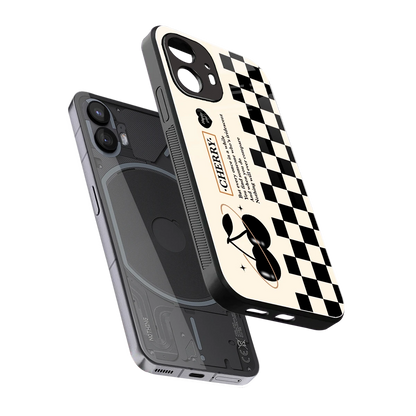 Cherry Checkered sleek nothing phone 2 cover with tempered glass back and TPU edges