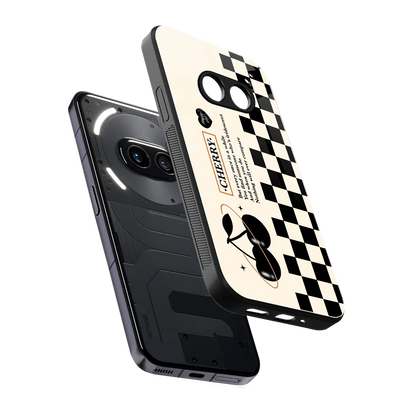 Cherry Checkered sleek nothing phone 2a cover with tempered glass back and TPU edges