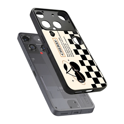 Cherry Checkered sleek nothing phone 3 cover with tempered glass back and TPU edges