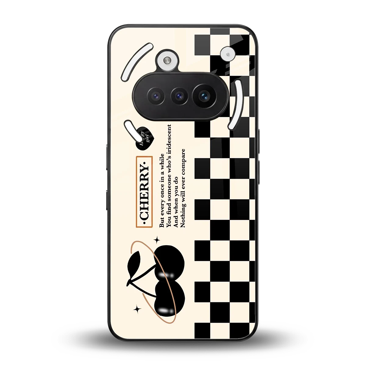 Cherry Checkered back phone cover | glass case for nothing phone 3a