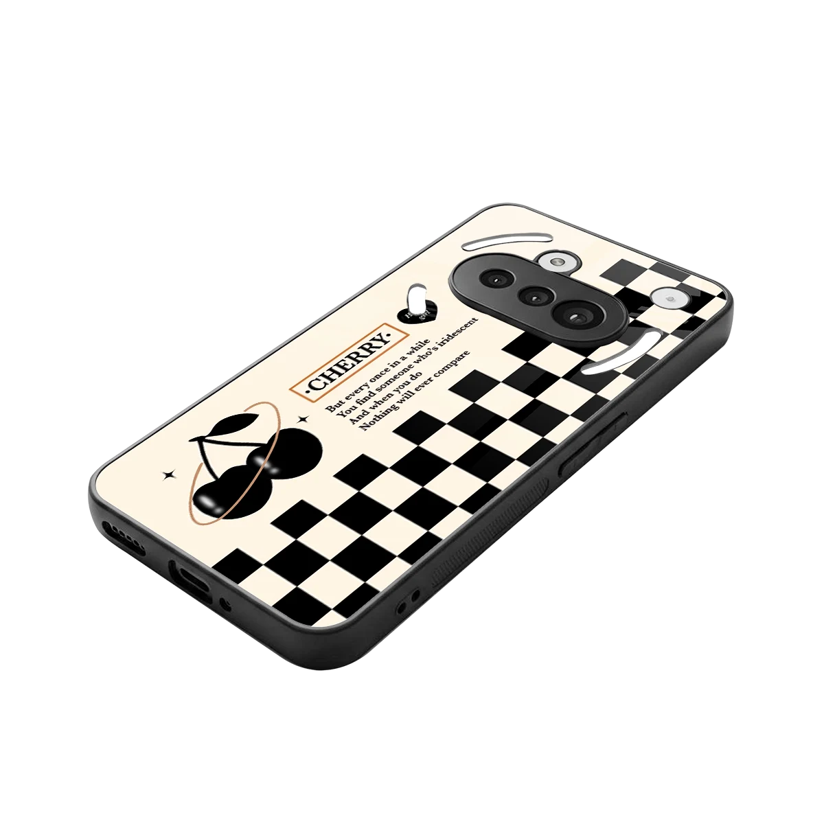Cherry Checkered stylish phone case for nothing phone 3a | glossy glass and slim fit