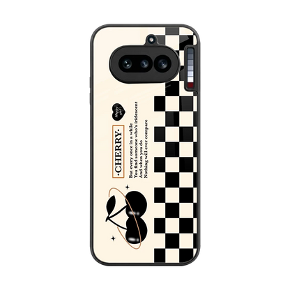 Cherry Checkered back phone cover | glass case for nothing phone 4a