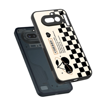 Cherry Checkered sleek nothing phone 4a cover with tempered glass back and TPU edges