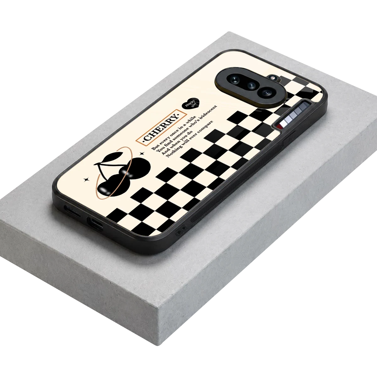 Cherry Checkered stylish phone case for nothing phone 4a | glossy glass and slim fit