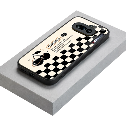 Cherry Checkered stylish phone case for nothing phone 4a | glossy glass and slim fit