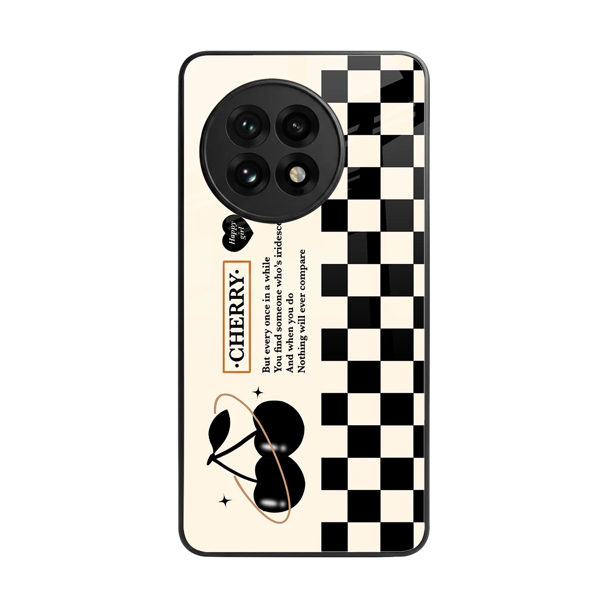 Cherry Checkered back phone cover | glass case for oneplus 13r