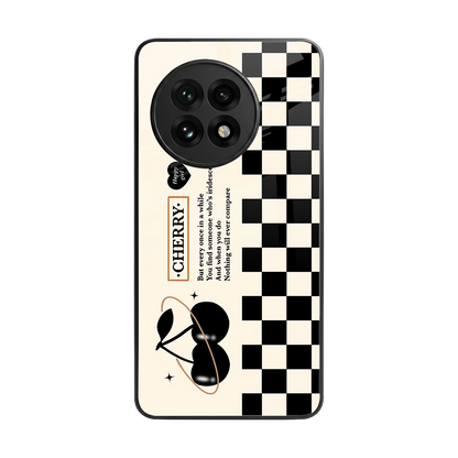 Cherry Checkered back phone cover | glass case for oneplus 13r